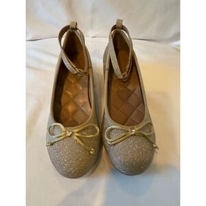 Aerosoles Girls Gold Metallic Glitter Ankle Strap Block Heel Shoes Size 11‎